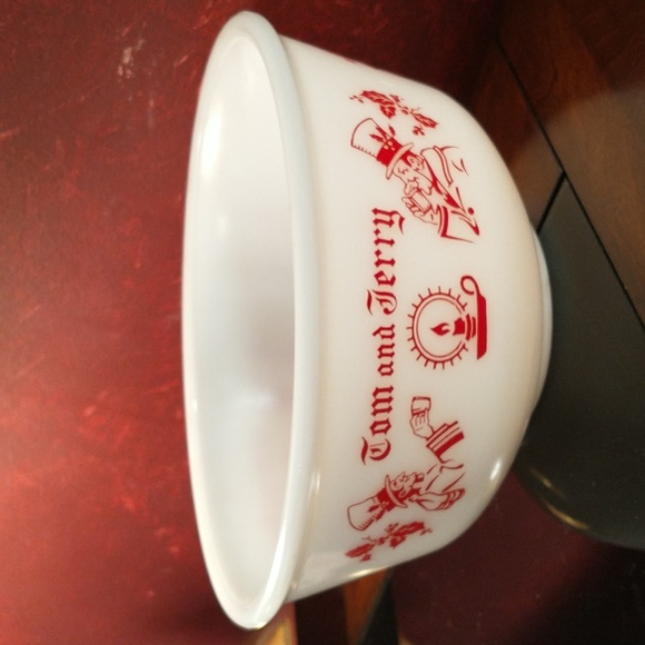 Antique - Rare - Hazel Atlas Tom-and-Jerry Punch Bowl and 5 Cups Set - Picture 2 of 11